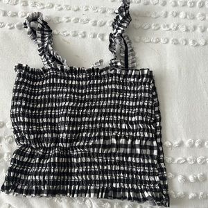 Black and white gingham cropped tank top